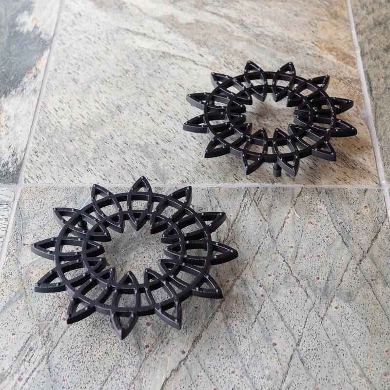 Achla Designs 8"W Black Powedercoat Finish Wrought Iron Flower Trivet